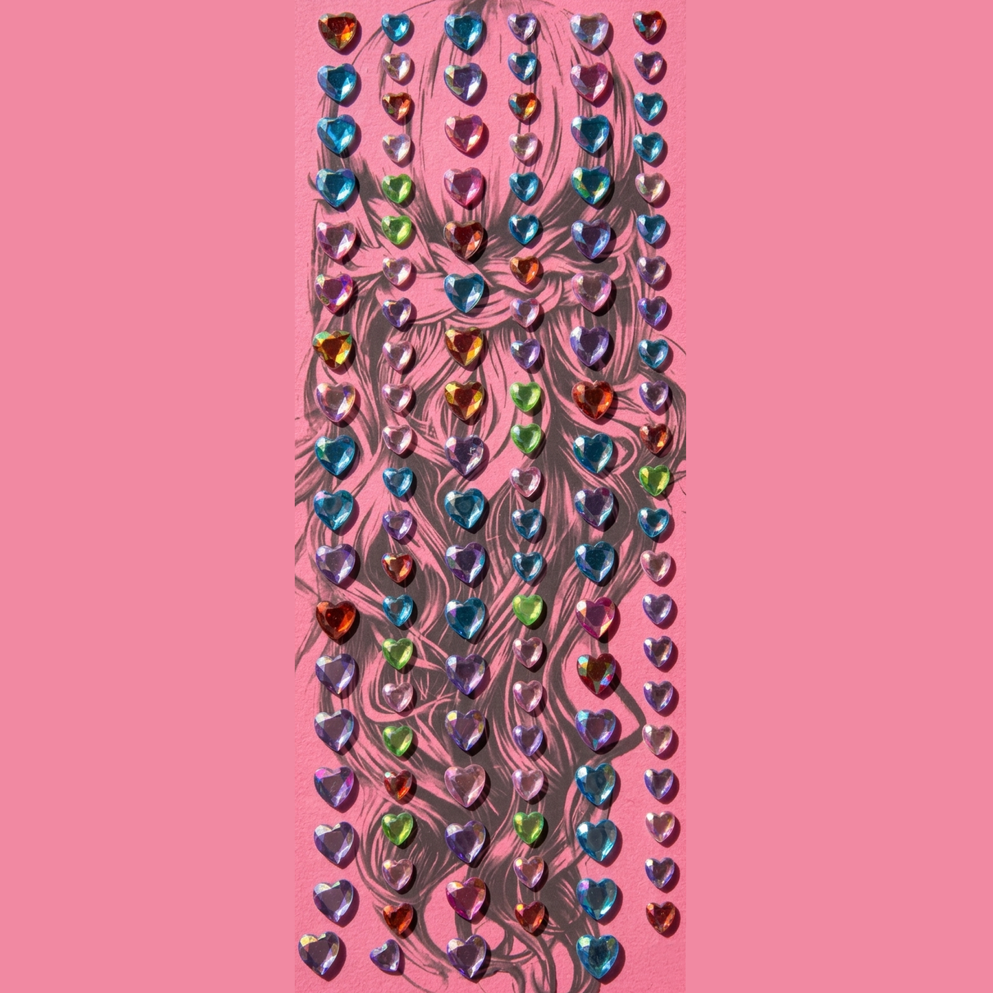 Multicolour hearts hair stickers