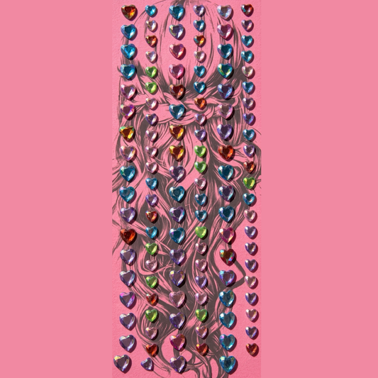 Multicolour hearts hair stickers